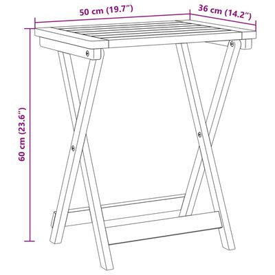 vidaXL Table pliable de jardin 50x36x60 cm bois d'acacia solide