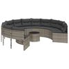 vidaXL Canap&eacute; de jardin avec table coussins rond gris r&eacute;sine tress&eacute;e