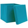 vidaXL Bo&icirc;tes de rangement et couvercles 10 pcs Bleu 32x32x32 cm Tissu