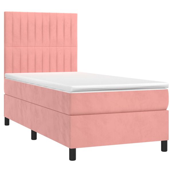 vidaXL Sommier &agrave; lattes de lit avec matelas LED Rose 80x200 cm Velours