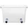 vidaXL Bo&icirc;tes de rangement et roues couvercles 2 pcs Transparent 100 L