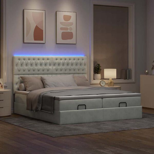 VidaXL Cadre de lit ottoman et matelas gris clair 160x200cm velours