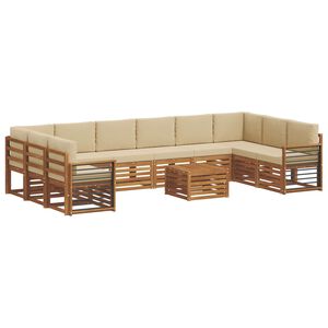 vidaXL Ensemble de canap&eacute;s d'ext&eacute;rieur 11 pc Naturel et Beige