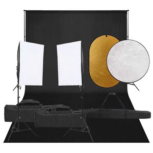 vidaXL Kit de studio photo avec &eacute;clairage toile de fond et r&eacute;flecteur