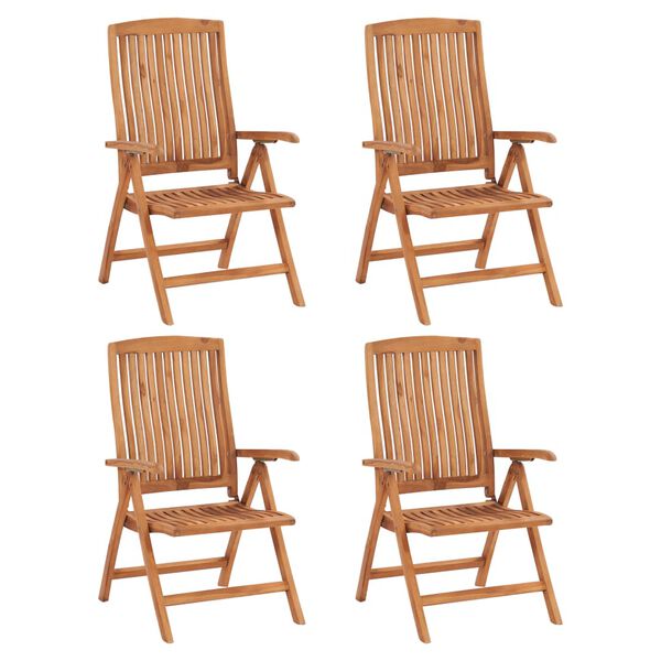 vidaXL Chaises inclinables de jardin lot de 4 Bois de teck solide