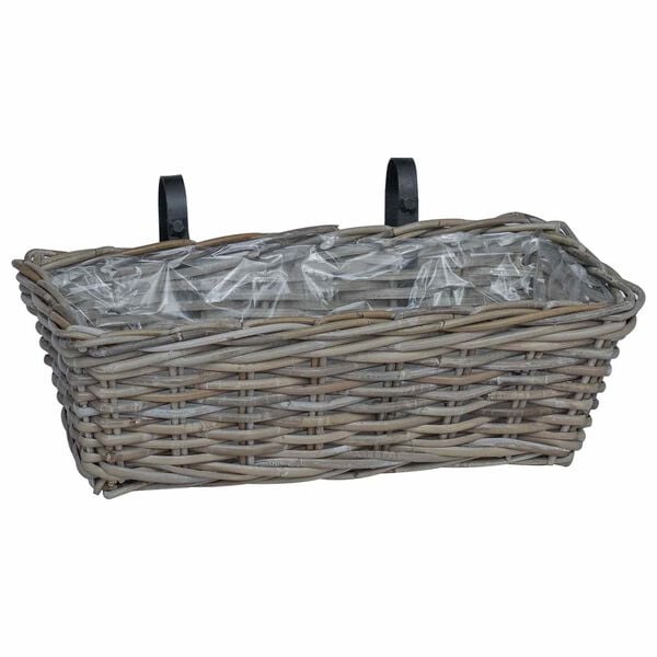 vidaXL Panier &agrave; jardini&egrave;re suspendu 2 pcs Gris 48 x 22 x 15 cm
