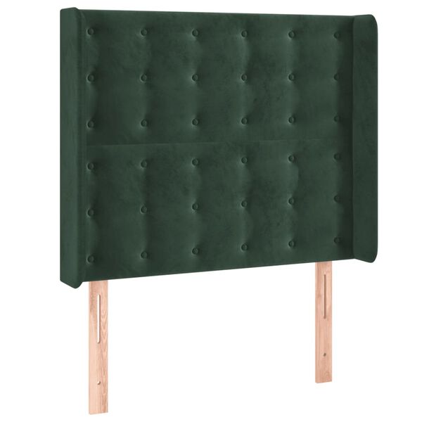 vidaXL T&ecirc;te de lit &agrave; LED Vert fonc&eacute; 83x16x118/128 cm Velours