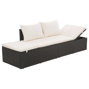 vidaXL Lit de repos d'ext&eacute;rieur et coussin et oreillers r&eacute;sine tress&eacute;e
