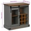 vidaXL Buffet HALDEN porte coulissante gris 80x40x80 cm bois massif