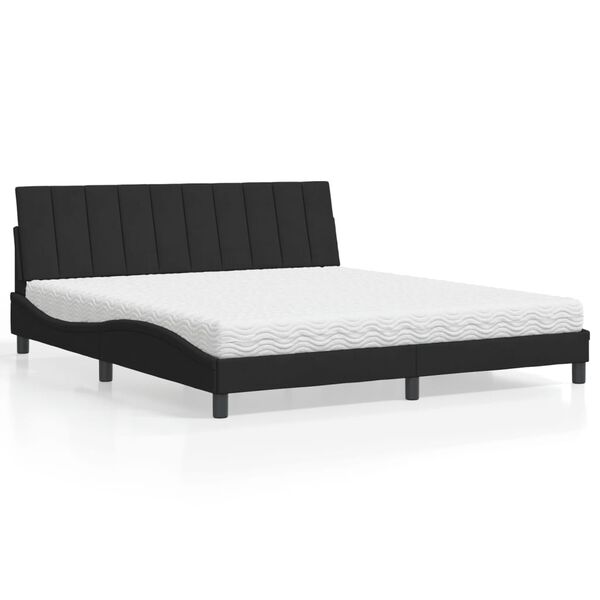 vidaXL Lit avec matelas Hanko noir 180x200 cm velours