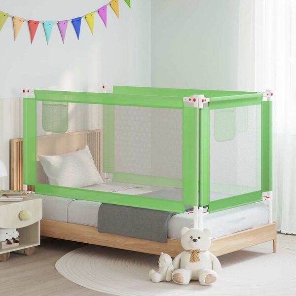 vidaXL Barri&egrave;re de s&eacute;curit&eacute; de lit d'enfant Vert 160x25 cm Tissu