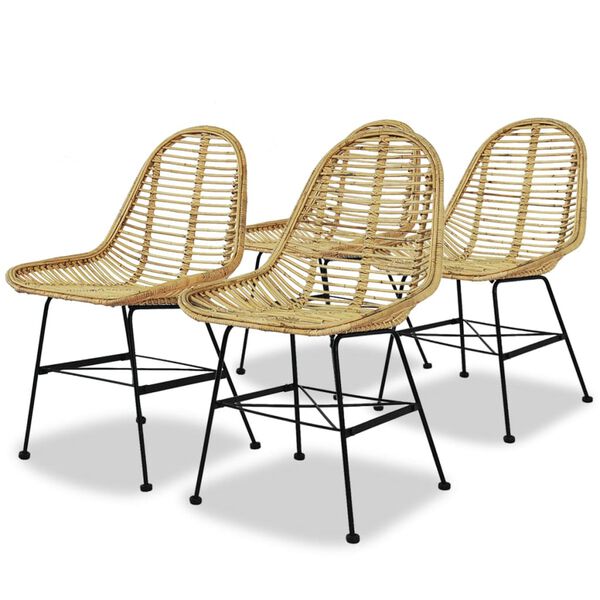 vidaXL Chaises &agrave; manger lot de 4 rotin naturel