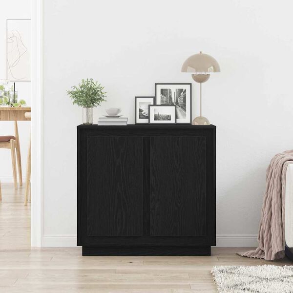 vidaXL Buffet Ch&ecirc;ne noir 80 x 40 x 75 cm Bois d'ing&eacute;nierie
