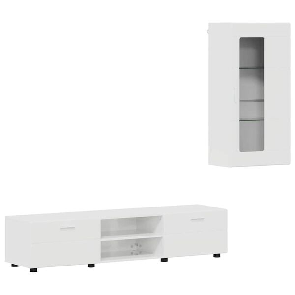 vidaXL Ensemble meuble TV FLORIN Blanc brillant Bois d'ing&eacute;nierie