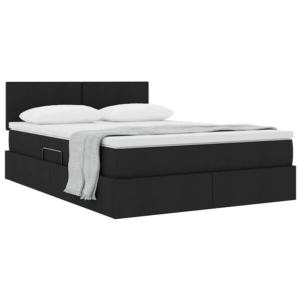 vidaXL Lit avec rangement et matelas avec matelas Noir 140 x 200 cm