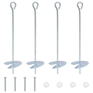 vidaXL Ancre de terre 4 pcs Argent&eacute; &Oslash;10 x 40 cm M&eacute;tal galvanis&eacute;