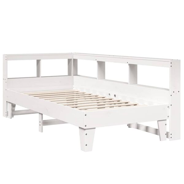 vidaXL Lit biblioth&egrave;que sans matelas blanc 100x200 cm bois pin massif