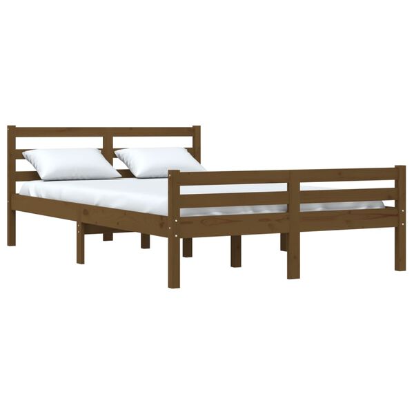 vidaXL Cadre de lit sans matelas marron miel bois massif 150x200 cm