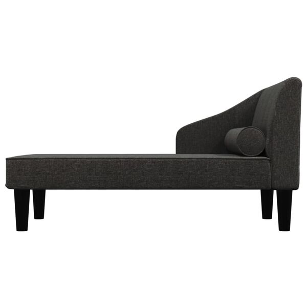 vidaXL Chaise longue avec traversin noir tissu