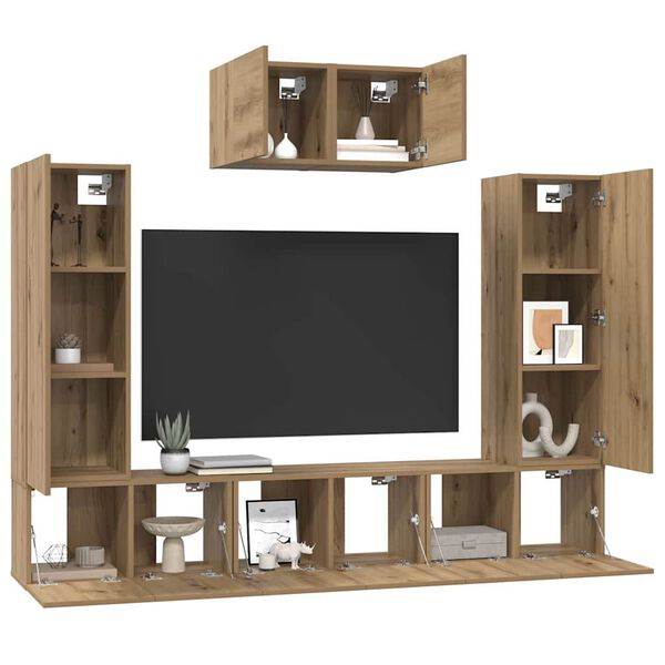 vidaXL Ensemble meuble TV 7 pcs Ch&ecirc;ne artisanal Bois d'ing&eacute;nierie