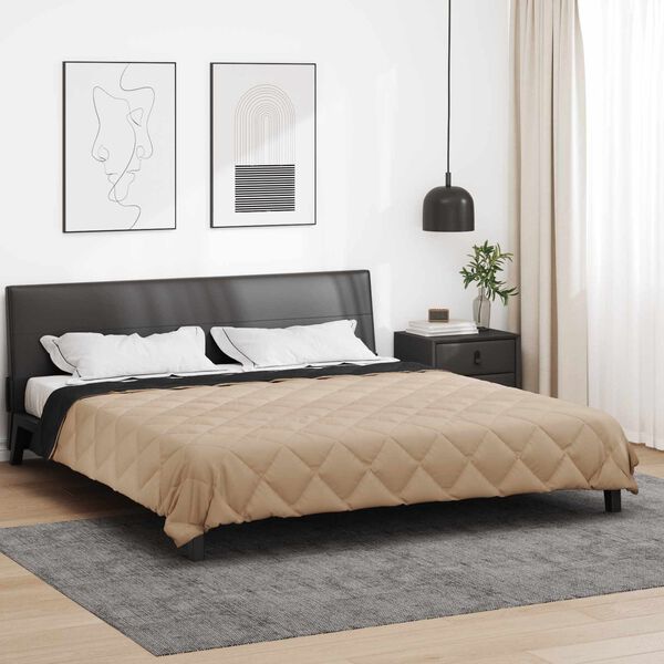 vidaXL Duvet d'&eacute;t&eacute; simple Noir et Taupe 240 x 260 cm Microfibre