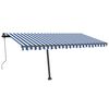vidaXL Auvent automatique capteur de vent/LED 400x350 cm Bleu et blanc