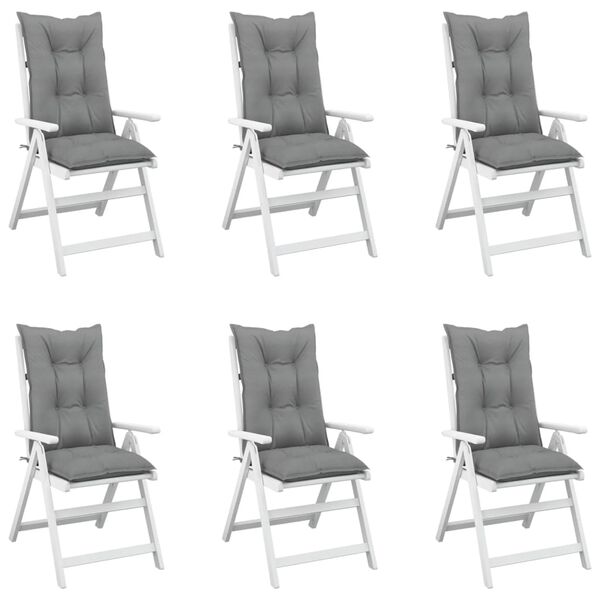 vidaXL Coussins de chaise de jardin &agrave; dossier haut lot de 6 gris tissu