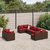 vidaXL Salon de jardin avec coussins 9 pcs marron r&eacute;sine tress&eacute;e