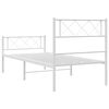 vidaXL Cadre de lit métal sans matelas avec pied de lit blanc 90x190cm