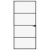 vidaXL Porte d'int&eacute;rieur Noir 93x201,5 cm Tremp&eacute; verre aluminium fin