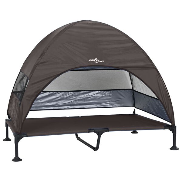 vidaXL Lit sur&eacute;lev&eacute; pour chien Marron 127 x 81 x 108 cm Tissu et acier