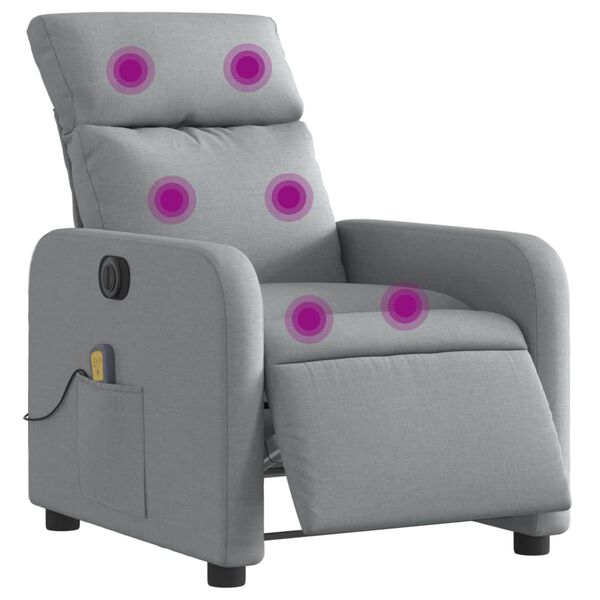 vidaXL Fauteuil de massage inclinable &eacute;lectrique gris clair tissu