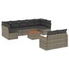 vidaXL Salon de jardin avec coussins 10 pcs gris r&eacute;sine tress&eacute;e