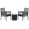 vidaXL Ensemble bistro de jardin 3 pcs Noir polyrotin