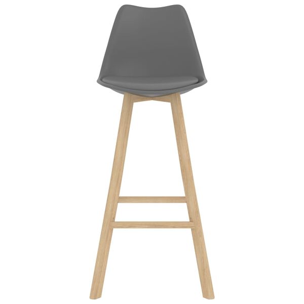 vidaXL Tabourets de bar lot de 2 gris PP et bois de h&ecirc;tre massif
