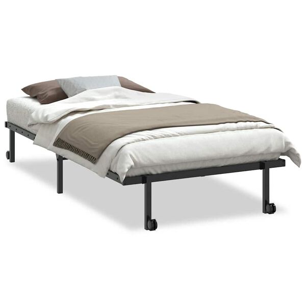 vidaXL Cadre de lit sans matelas pliable noir 107x203 cm acier