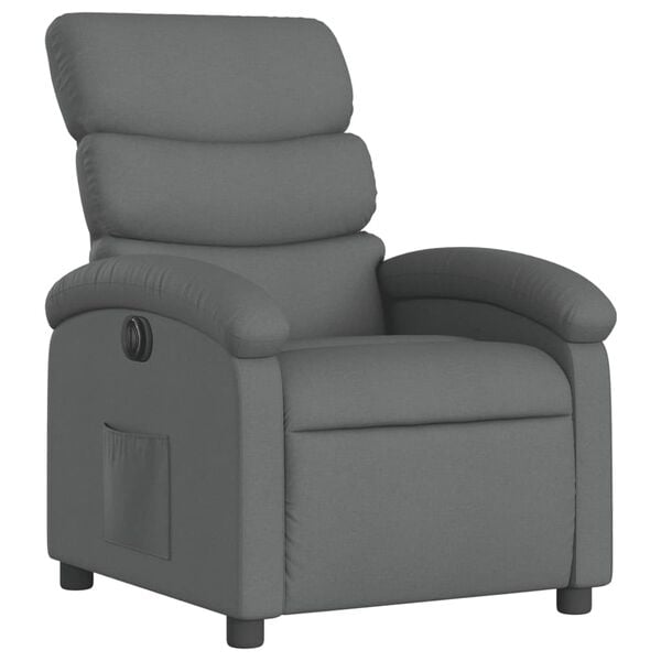 vidaXL Fauteuil inclinable &eacute;lectrique Gris fonc&eacute; Tissu