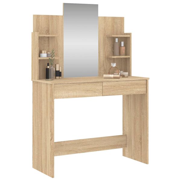 vidaXL Coiffeuse avec miroir ch&ecirc;ne sonoma 96x39x142 cm