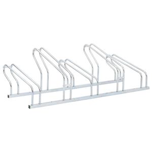 vidaXL Support de v&eacute;lo au sol autoportant pour 5 v&eacute;los acier galvanis&eacute;