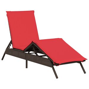 vidaXL Chaise longue avec coussin marron r&eacute;sine tress&eacute;e