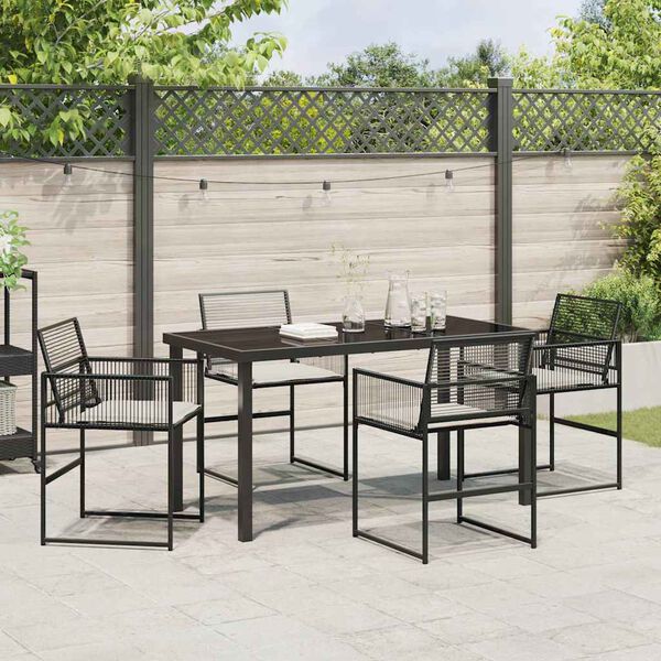 vidaXL Ensemble de salle &agrave; manger pour jardin 5 pcs Noir