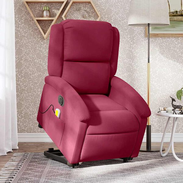 vidaXL Fauteuil inclinable de massage &eacute;lectrique rouge bordeaux
