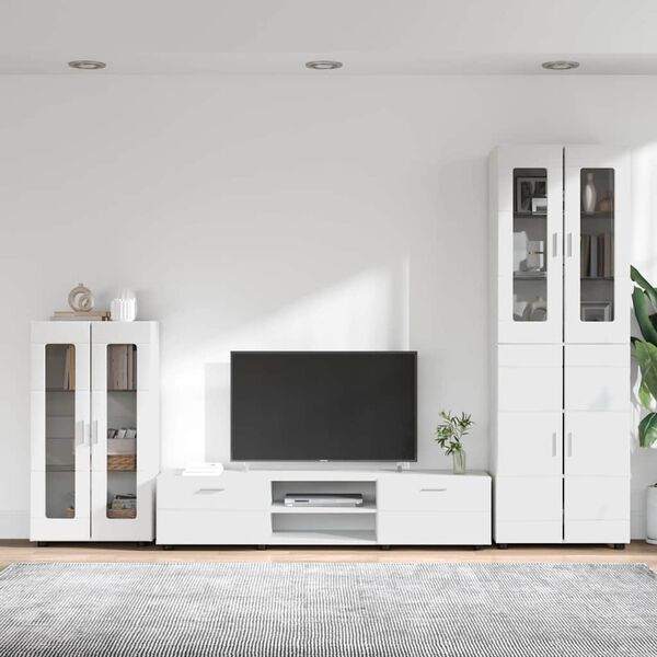 vidaXL Ensemble meuble TV avec tiroir Blanc Bois d'ing&eacute;nierie