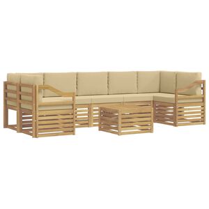 vidaXL Ensemble de canap&eacute;s d'ext&eacute;rieur 8 pc Blanc et Beige Polyester