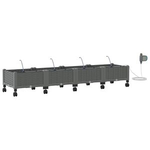 vidaXL Porte-plante de jardin avec irrigation et roues 4 pc Gris clair