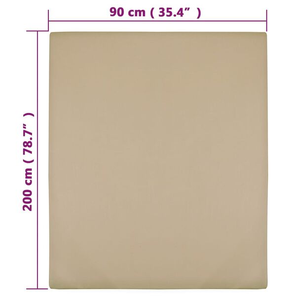 vidaXL Draps-housses Jersey 2 pcs Taupe 90x200 cm Coton