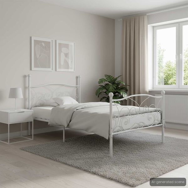 vidaXL Cadre de lit sans matelas avec sommier à lattes métal 90x200 cm