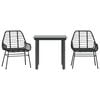vidaXL Ensemble &agrave; manger de jardin 3 pcs noir r&eacute;sine tress&eacute;e verre