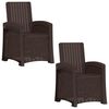 vidaXL Chaise de jardin inclinable imitant le rotin 2 pc Marron PP