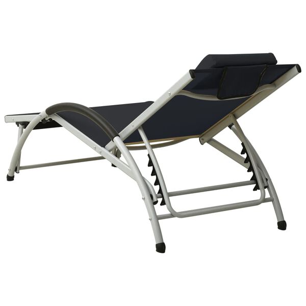 vidaXL Chaise longue avec oreiller textilène noir